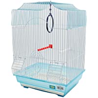 DZL Jaula para pajaros con comederos-Palos y Columpios(34.5X28X49.5CM) (Azul)
